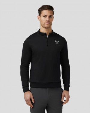 Black Castore Golf Club Classic Quarter Zip Top | 8203YMPZH