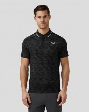 Black Castore Golf Printed Tech Polo | 7021XCKVF