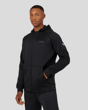 Black Castore Long Sleeve Aeroscuba Zip-Through Hoodie | 1607MHJTP