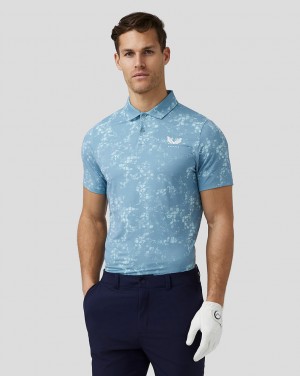 Blue Castore Golf Short Sleeve Printed Polo | 1724QTHUD