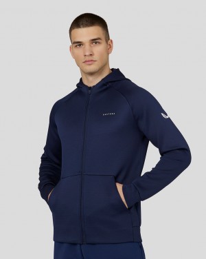 Navy Castore Long Sleeve Aeroscuba Zip-Through Hoodie | 6582EBJRK