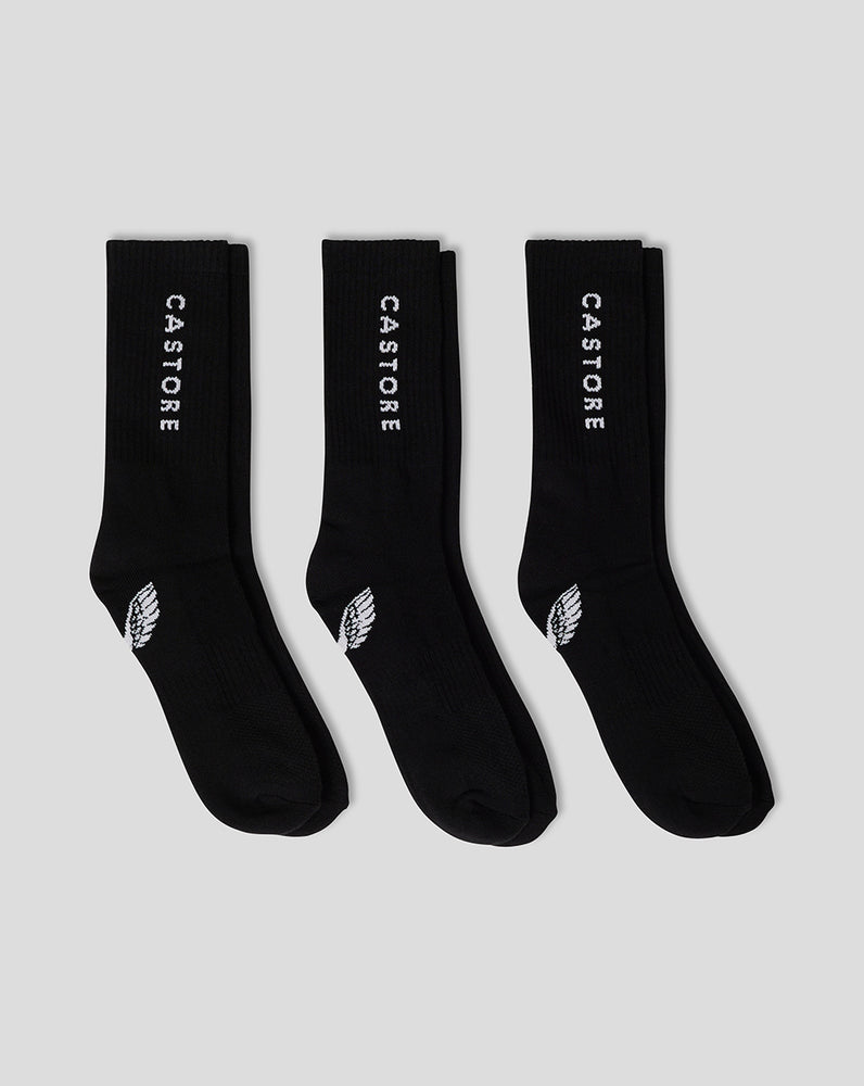 Black Castore Cushioned Crew Socks 3 Pack | 7526PQNZI