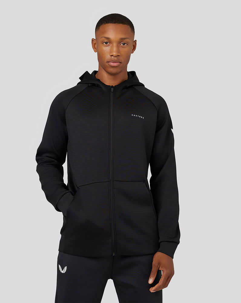 Black Castore Long Sleeve Aeroscuba Zip-Through Hoodie | 6392RNXBG