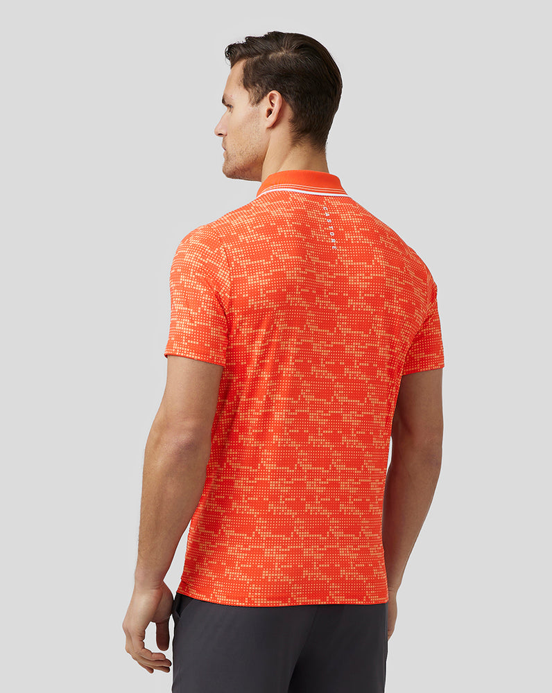 Deep Orange Castore Golf Printed Tech Polo | 8453VZOTE