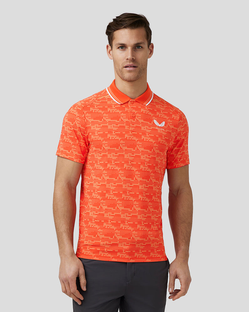 Deep Orange Castore Golf Printed Tech Polo | 8453VZOTE