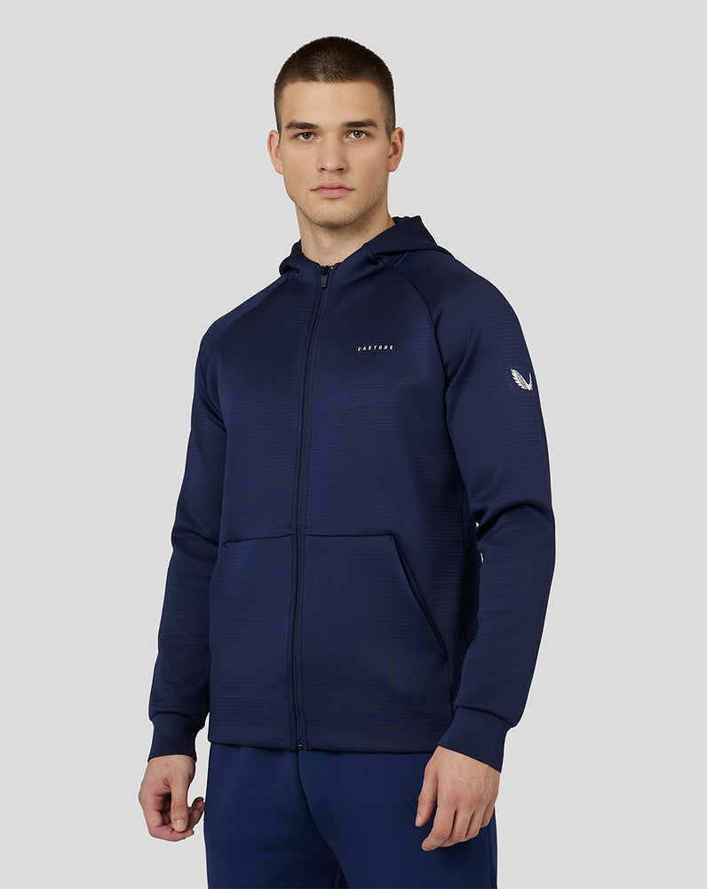 Navy Castore Long Sleeve Aeroscuba Zip-Through Hoodie | 6582EBJRK