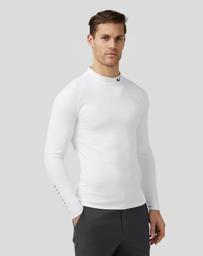 White Castore Golf Long Sleeve Mock Neck Base Layer | 8536AFMVS