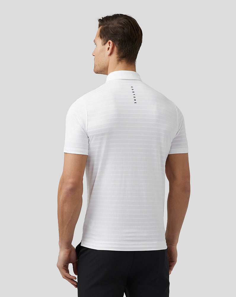 White Castore Golf Textured Pique Stripe Polo | 2165THGVK