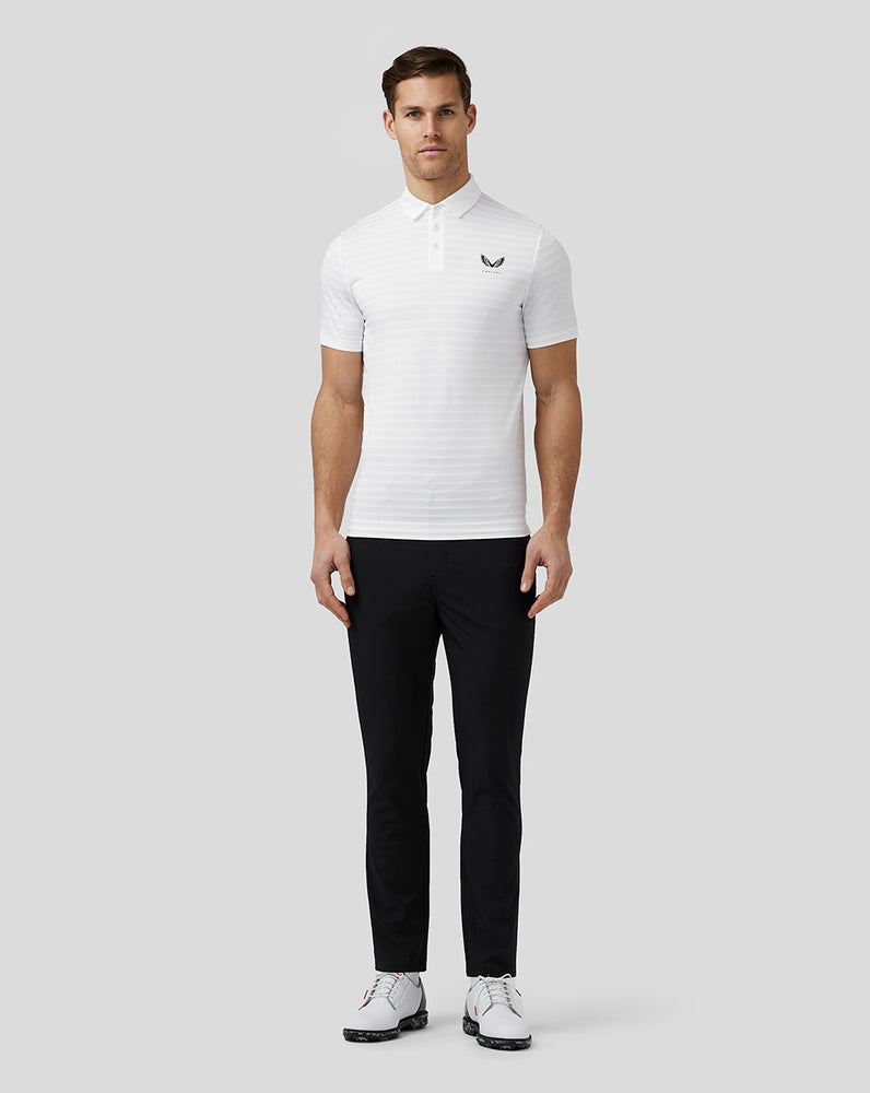 White Castore Golf Textured Pique Stripe Polo | 2165THGVK